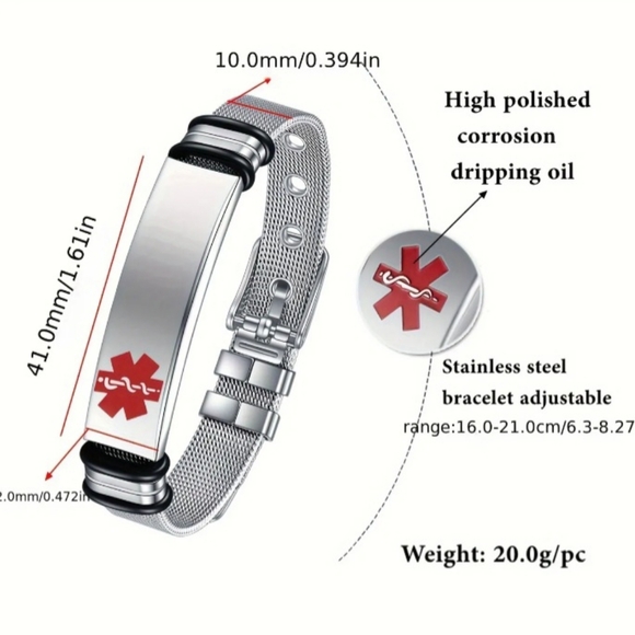 Unisex Blank Medical Alert Bracelet - Picture 2 of 4